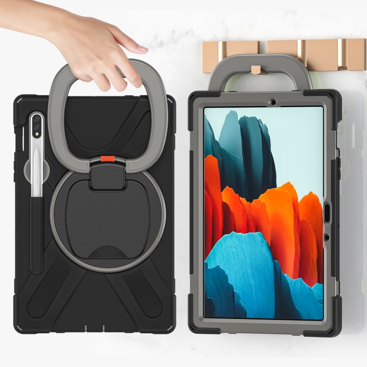 For Samsung Galaxy Tab S8 / Galaxy Tab S7 T870 / T875 Silicone + PC Protective Case with Holder & Shoulder Strap