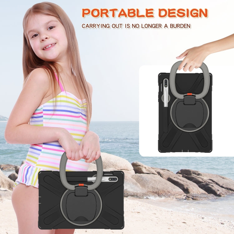For Samsung Galaxy Tab S8 / Galaxy Tab S7 T870 / T875 Silicone + PC Protective Case with Holder & Shoulder Strap