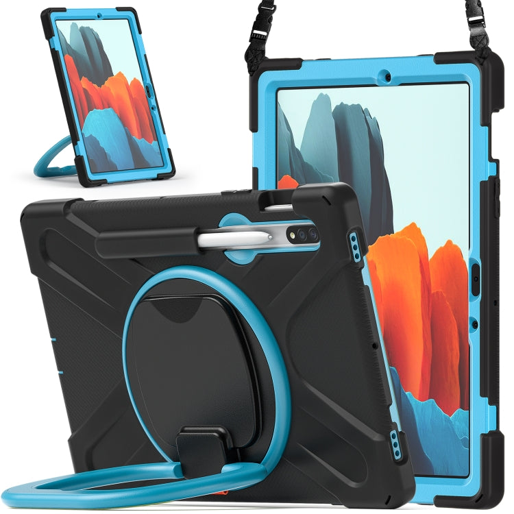 For Samsung Galaxy Tab S8 / Galaxy Tab S7 T870 / T875 Silicone + PC Protective Case with Holder & Shoulder Strap