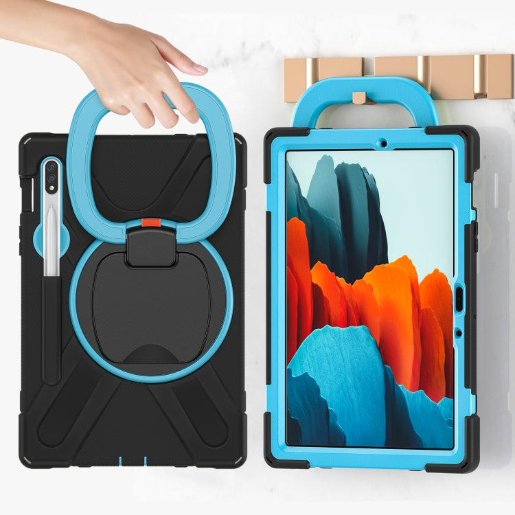 For Samsung Galaxy Tab S8 / Galaxy Tab S7 T870 / T875 Silicone + PC Protective Case with Holder & Shoulder Strap