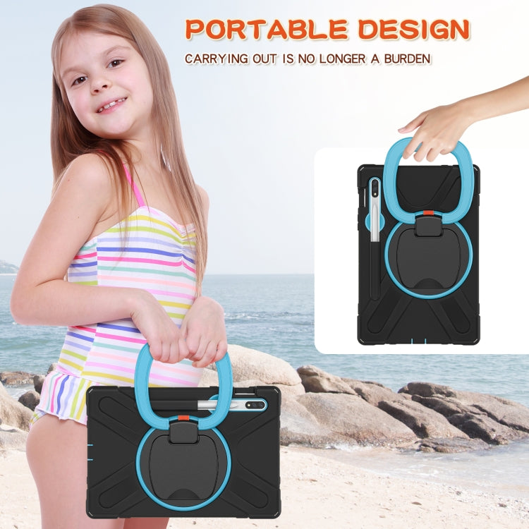 For Samsung Galaxy Tab S8 / Galaxy Tab S7 T870 / T875 Silicone + PC Protective Case with Holder & Shoulder Strap
