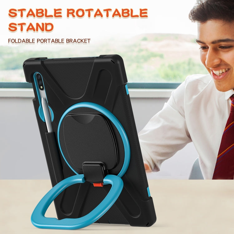 For Samsung Galaxy Tab S8 / Galaxy Tab S7 T870 / T875 Silicone + PC Protective Case with Holder & Shoulder Strap