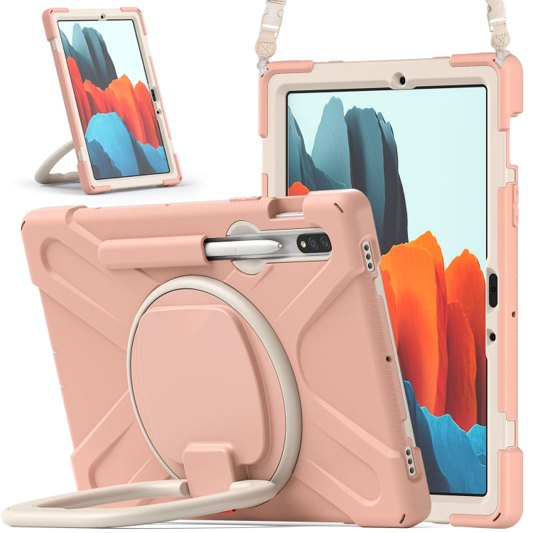 For Samsung Galaxy Tab S8 / Galaxy Tab S7 T870 / T875 Silicone + PC Protective Case with Holder & Shoulder Strap