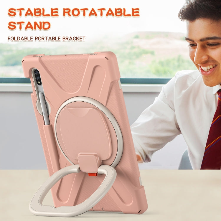 For Samsung Galaxy Tab S8 / Galaxy Tab S7 T870 / T875 Silicone + PC Protective Case with Holder & Shoulder Strap