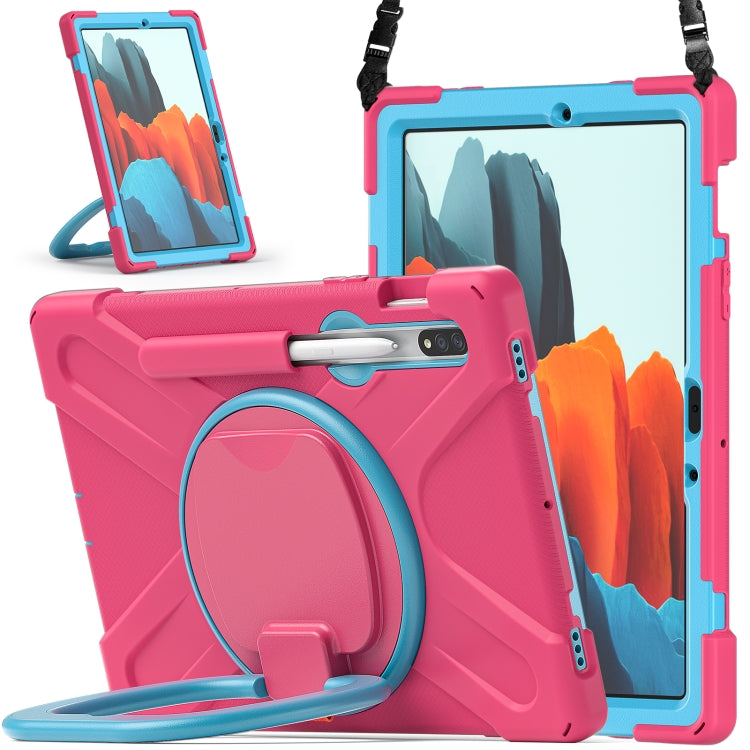 For Samsung Galaxy Tab S8 / Galaxy Tab S7 T870 / T875 Silicone + PC Protective Case with Holder & Shoulder Strap