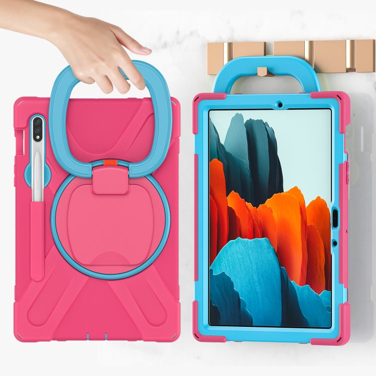 For Samsung Galaxy Tab S8 / Galaxy Tab S7 T870 / T875 Silicone + PC Protective Case with Holder & Shoulder Strap