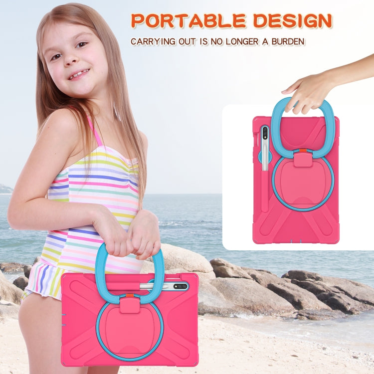 For Samsung Galaxy Tab S8 / Galaxy Tab S7 T870 / T875 Silicone + PC Protective Case with Holder & Shoulder Strap