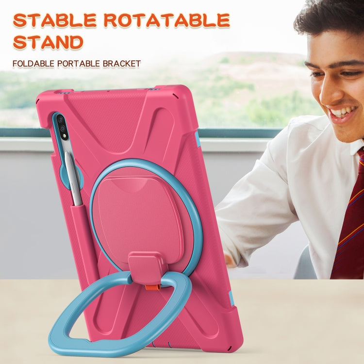 For Samsung Galaxy Tab S8 / Galaxy Tab S7 T870 / T875 Silicone + PC Protective Case with Holder & Shoulder Strap