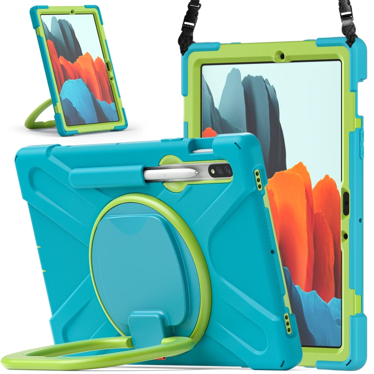 For Samsung Galaxy Tab S8 / Galaxy Tab S7 T870 / T875 Silicone + PC Protective Case with Holder & Shoulder Strap