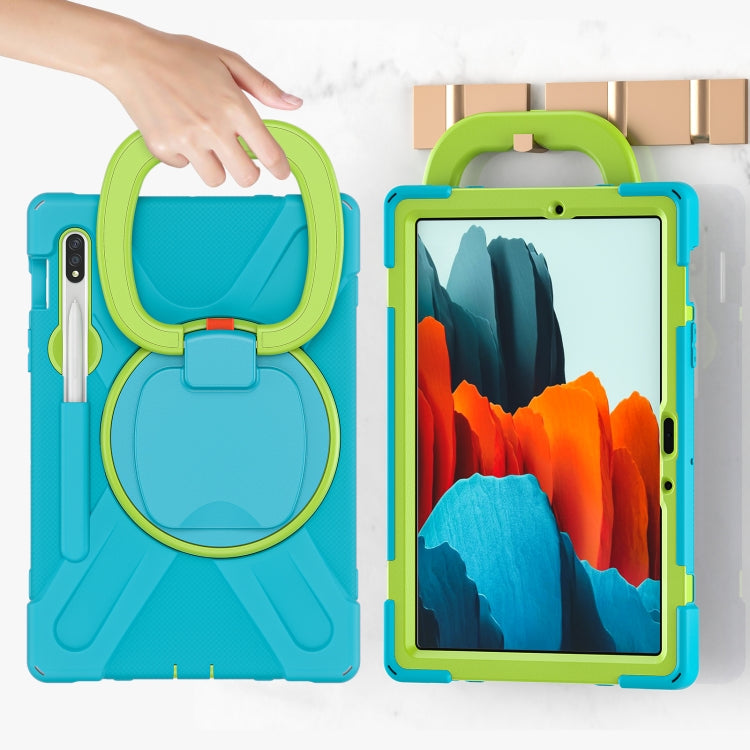 For Samsung Galaxy Tab S8 / Galaxy Tab S7 T870 / T875 Silicone + PC Protective Case with Holder & Shoulder Strap