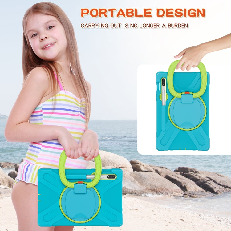 For Samsung Galaxy Tab S8 / Galaxy Tab S7 T870 / T875 Silicone + PC Protective Case with Holder & Shoulder Strap