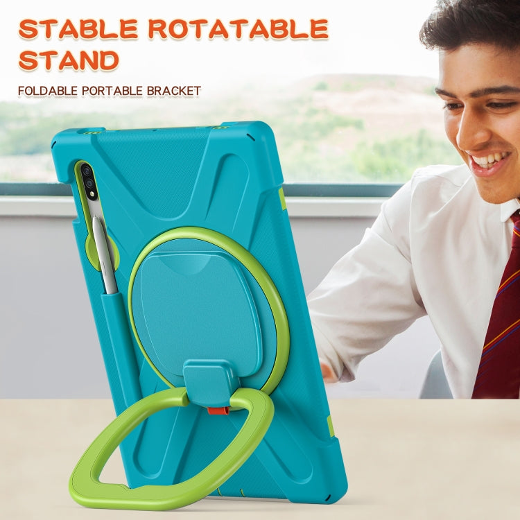 For Samsung Galaxy Tab S8 / Galaxy Tab S7 T870 / T875 Silicone + PC Protective Case with Holder & Shoulder Strap