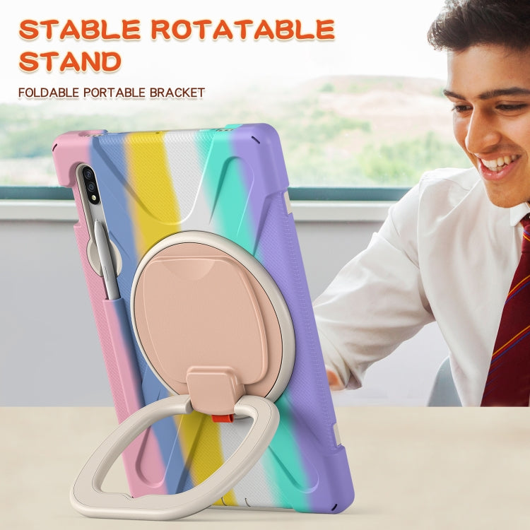 For Samsung Galaxy Tab S8 / Galaxy Tab S7 T870 / T875 Silicone + PC Protective Case with Holder & Shoulder Strap