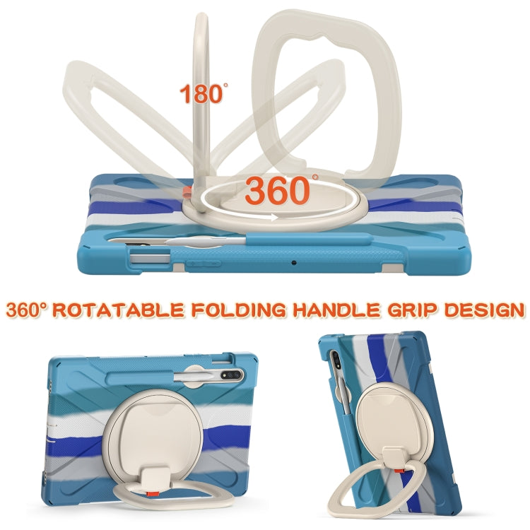 For Samsung Galaxy Tab S8 / Galaxy Tab S7 T870 / T875 Silicone + PC Protective Case with Holder & Shoulder Strap