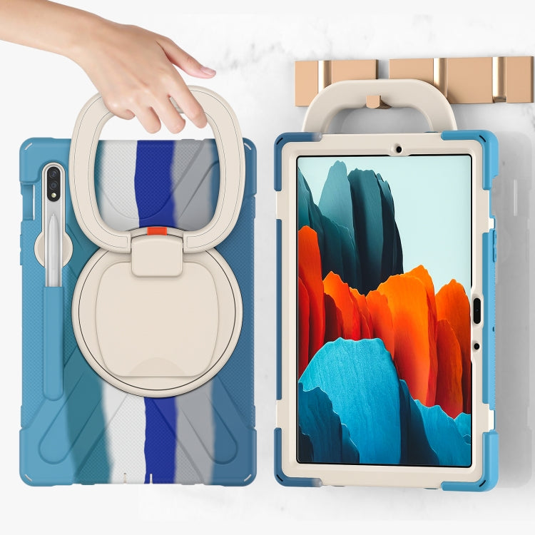 For Samsung Galaxy Tab S8 / Galaxy Tab S7 T870 / T875 Silicone + PC Protective Case with Holder & Shoulder Strap