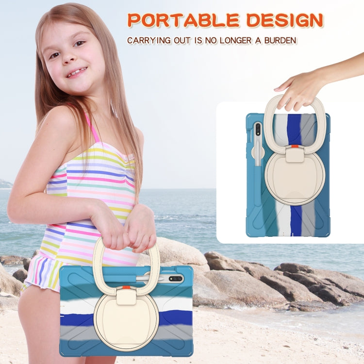 For Samsung Galaxy Tab S8 / Galaxy Tab S7 T870 / T875 Silicone + PC Protective Case with Holder & Shoulder Strap