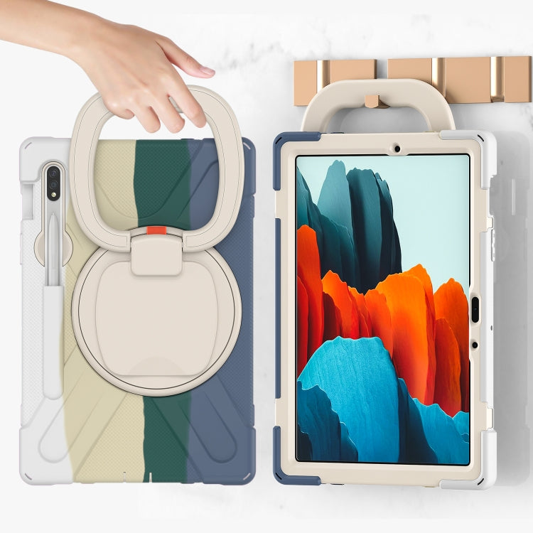 For Samsung Galaxy Tab S8 / Galaxy Tab S7 T870 / T875 Silicone + PC Protective Case with Holder & Shoulder Strap
