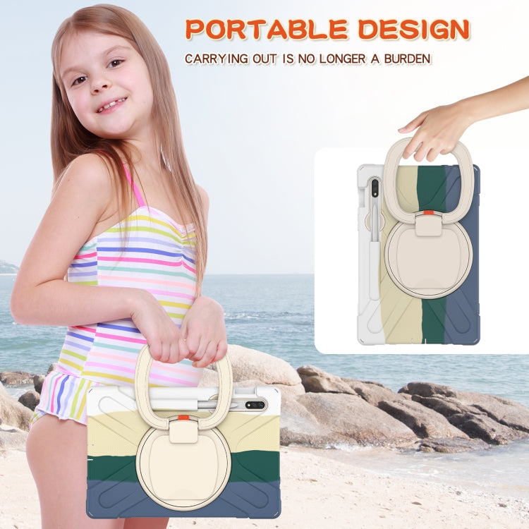 For Samsung Galaxy Tab S8 / Galaxy Tab S7 T870 / T875 Silicone + PC Protective Case with Holder & Shoulder Strap