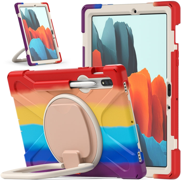 For Samsung Galaxy Tab S8 / Galaxy Tab S7 T870 / T875 Silicone + PC Protective Case with Holder & Shoulder Strap
