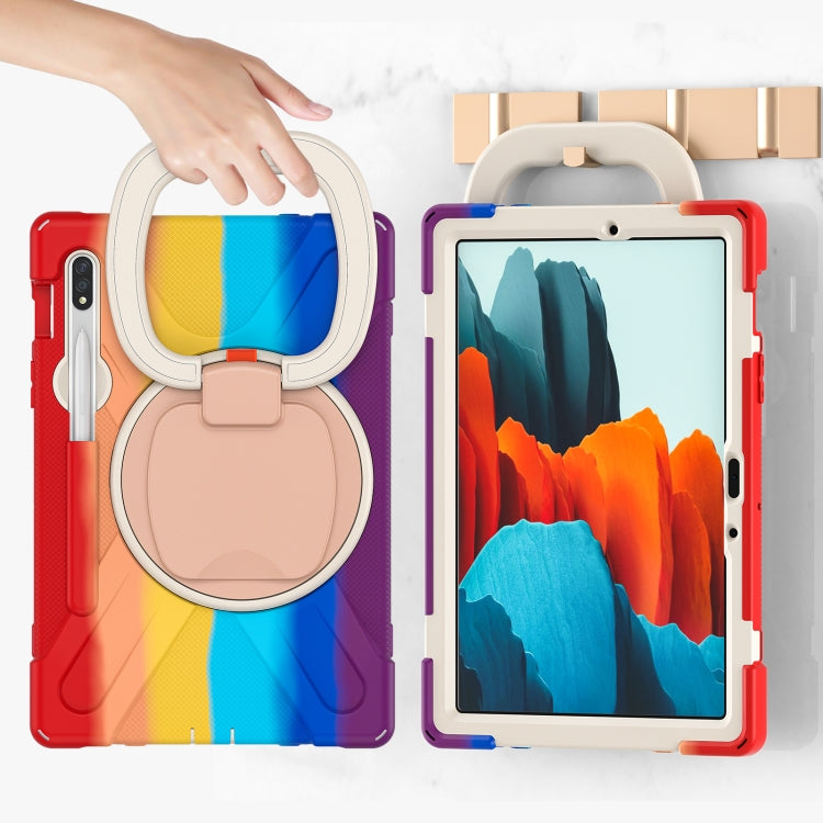 For Samsung Galaxy Tab S8 / Galaxy Tab S7 T870 / T875 Silicone + PC Protective Case with Holder & Shoulder Strap