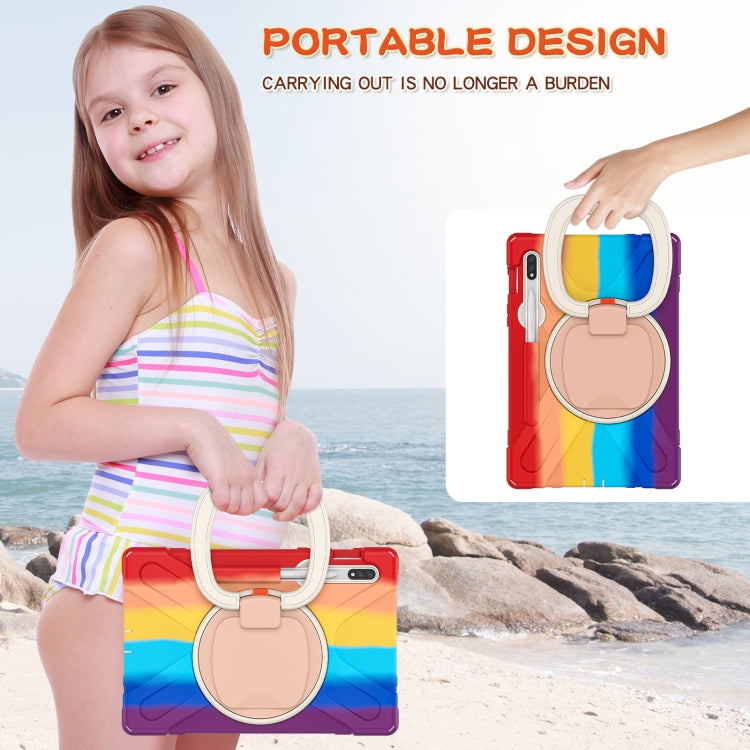 For Samsung Galaxy Tab S8 / Galaxy Tab S7 T870 / T875 Silicone + PC Protective Case with Holder & Shoulder Strap