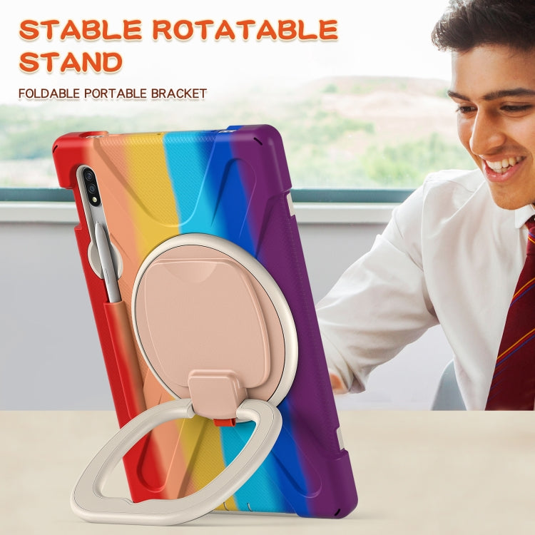 For Samsung Galaxy Tab S8 / Galaxy Tab S7 T870 / T875 Silicone + PC Protective Case with Holder & Shoulder Strap