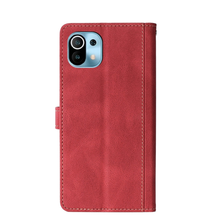 For Xiaomi Mi 11 Stitching Skin Feel Magnetic Buckle Horizontal Flip PU Leather Case with Holder & Card Slots & Wallet