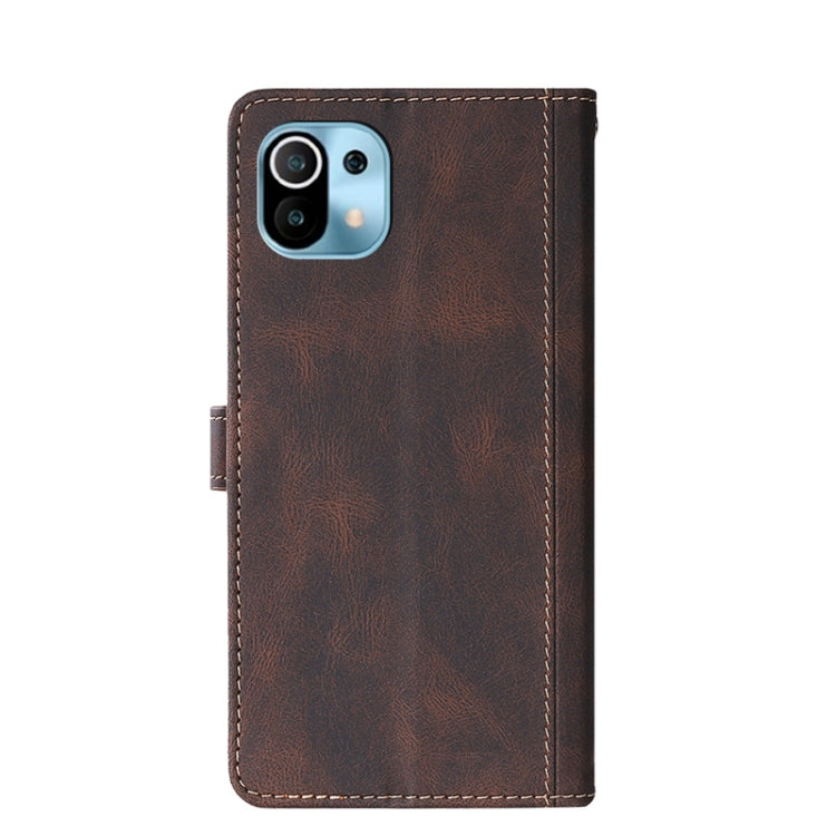 For Xiaomi Mi 11 Stitching Skin Feel Magnetic Buckle Horizontal Flip PU Leather Case with Holder & Card Slots & Wallet