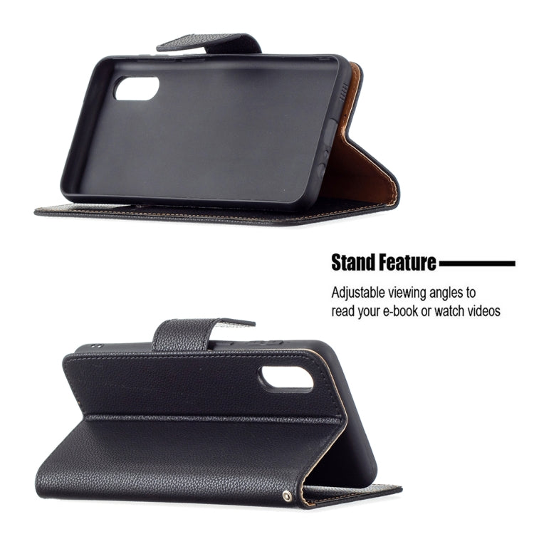 For Samsung Galaxy A02 Litchi Texture Pure Color Horizontal Flip Leather Case with Holder & Card Slots & Wallet & Lanyard