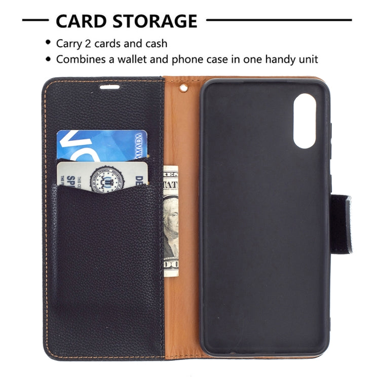 For Samsung Galaxy A02 Litchi Texture Pure Color Horizontal Flip Leather Case with Holder & Card Slots & Wallet & Lanyard