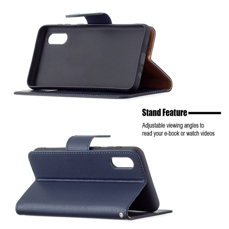 For Samsung Galaxy A02 Litchi Texture Pure Color Horizontal Flip Leather Case with Holder & Card Slots & Wallet & Lanyard