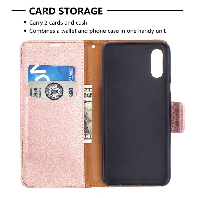 For Samsung Galaxy A02 Litchi Texture Pure Color Horizontal Flip Leather Case with Holder & Card Slots & Wallet & Lanyard