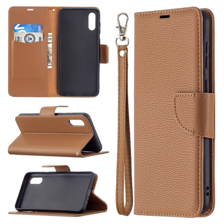 For Samsung Galaxy A02 Litchi Texture Pure Color Horizontal Flip Leather Case with Holder & Card Slots & Wallet & Lanyard