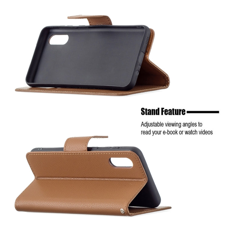 For Samsung Galaxy A02 Litchi Texture Pure Color Horizontal Flip Leather Case with Holder & Card Slots & Wallet & Lanyard