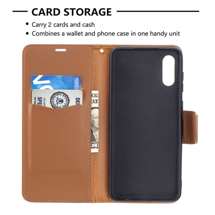 For Samsung Galaxy A02 Litchi Texture Pure Color Horizontal Flip Leather Case with Holder & Card Slots & Wallet & Lanyard