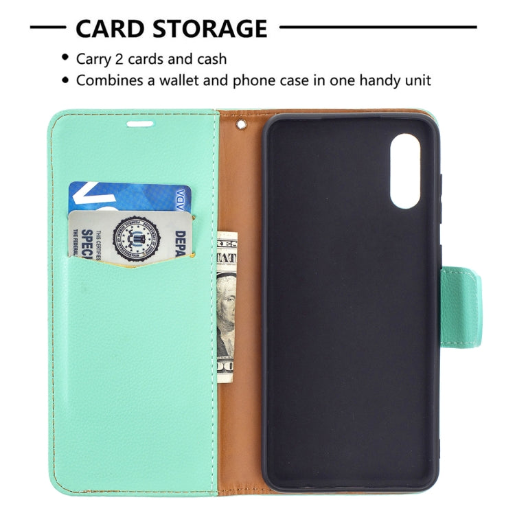 For Samsung Galaxy A02 Litchi Texture Pure Color Horizontal Flip Leather Case with Holder & Card Slots & Wallet & Lanyard