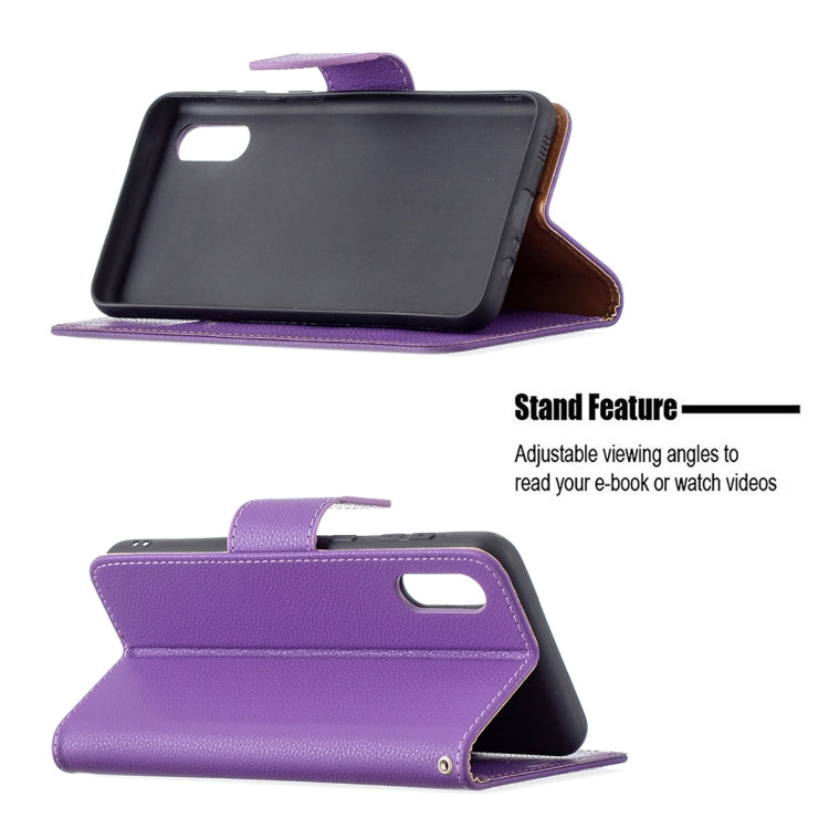 For Samsung Galaxy A02 Litchi Texture Pure Color Horizontal Flip Leather Case with Holder & Card Slots & Wallet & Lanyard