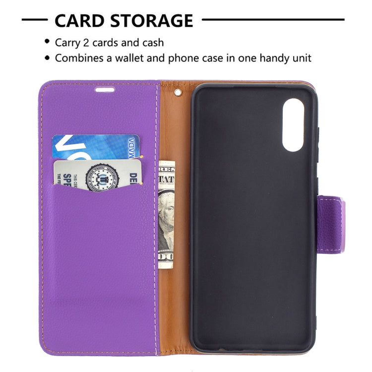 For Samsung Galaxy A02 Litchi Texture Pure Color Horizontal Flip Leather Case with Holder & Card Slots & Wallet & Lanyard