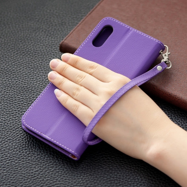 For Samsung Galaxy A02 Litchi Texture Pure Color Horizontal Flip Leather Case with Holder & Card Slots & Wallet & Lanyard