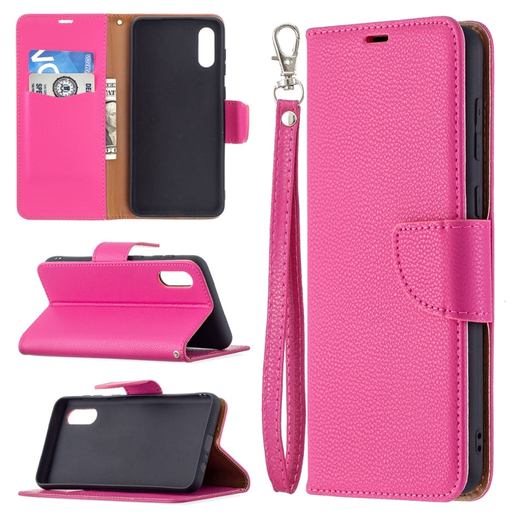 For Samsung Galaxy A02 Litchi Texture Pure Color Horizontal Flip Leather Case with Holder & Card Slots & Wallet & Lanyard