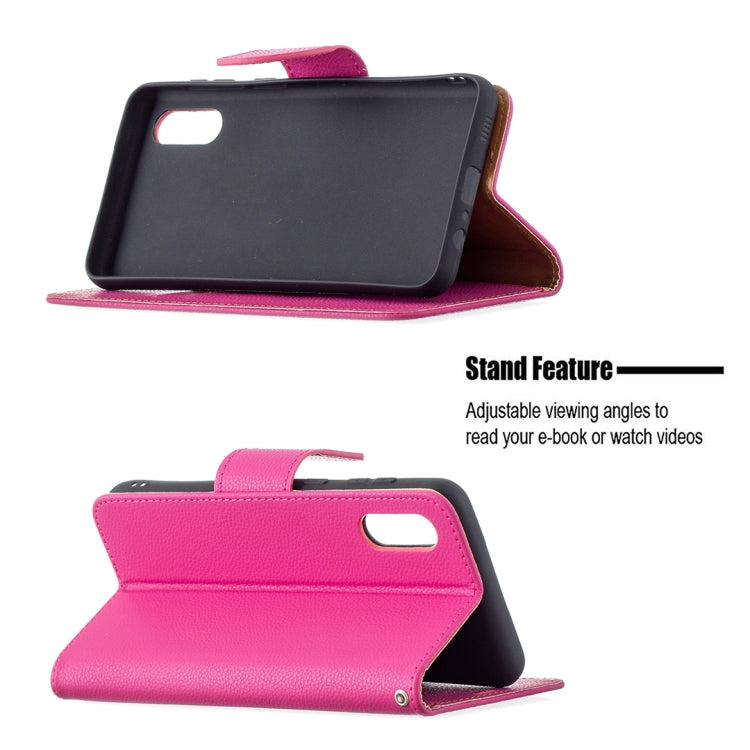For Samsung Galaxy A02 Litchi Texture Pure Color Horizontal Flip Leather Case with Holder & Card Slots & Wallet & Lanyard