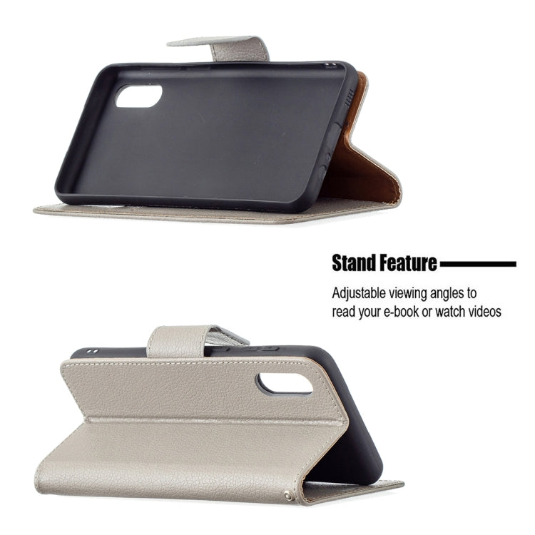 For Samsung Galaxy A02 Litchi Texture Pure Color Horizontal Flip Leather Case with Holder & Card Slots & Wallet & Lanyard