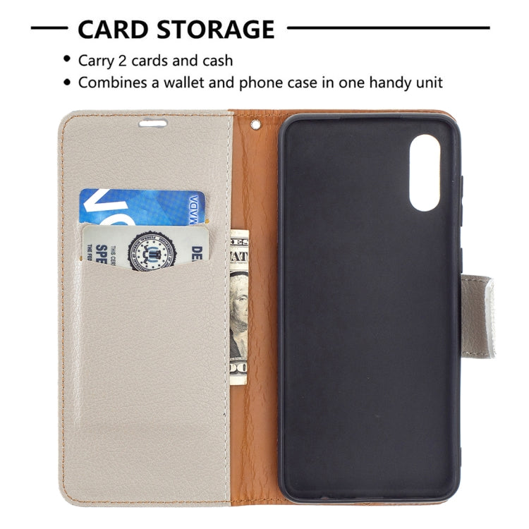 For Samsung Galaxy A02 Litchi Texture Pure Color Horizontal Flip Leather Case with Holder & Card Slots & Wallet & Lanyard