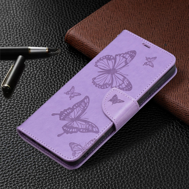 For Samsung Galaxy A02 Embossing Two Butterflies Pattern Horizontal Flip PU Leather Case with Holder & Card Slot & Wallet & Lanyard