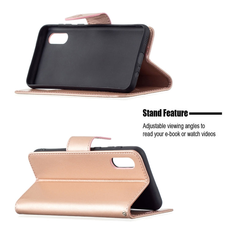 For Samsung Galaxy A02 Embossing Two Butterflies Pattern Horizontal Flip PU Leather Case with Holder & Card Slot & Wallet & Lanyard