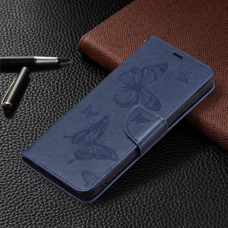 For Samsung Galaxy A02 Embossing Two Butterflies Pattern Horizontal Flip PU Leather Case with Holder & Card Slot & Wallet & Lanyard