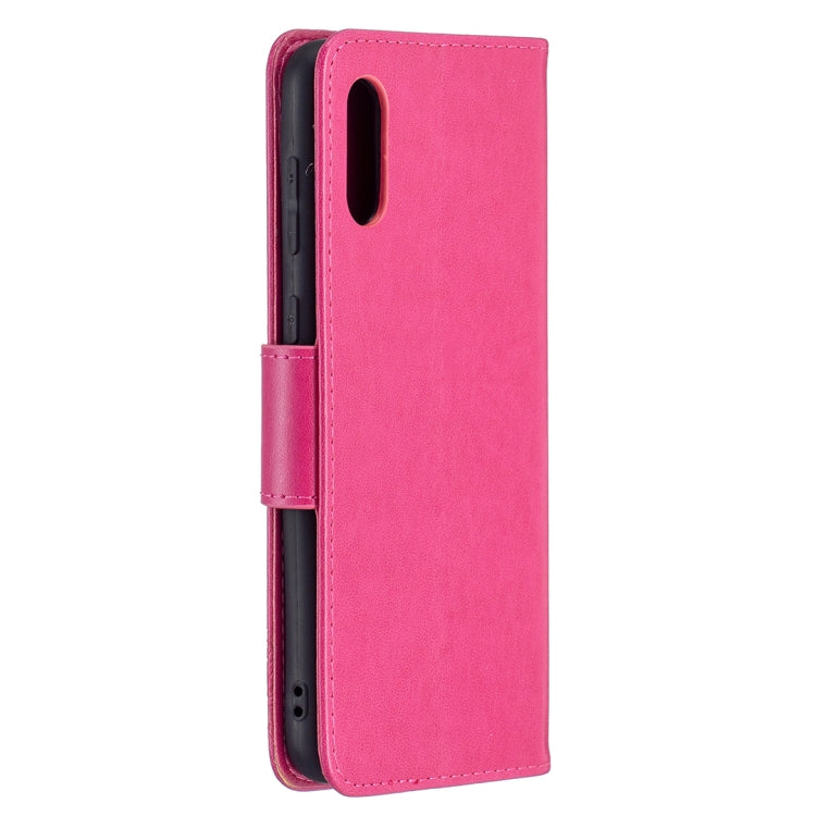 For Samsung Galaxy A02 Embossing Two Butterflies Pattern Horizontal Flip PU Leather Case with Holder & Card Slot & Wallet & Lanyard