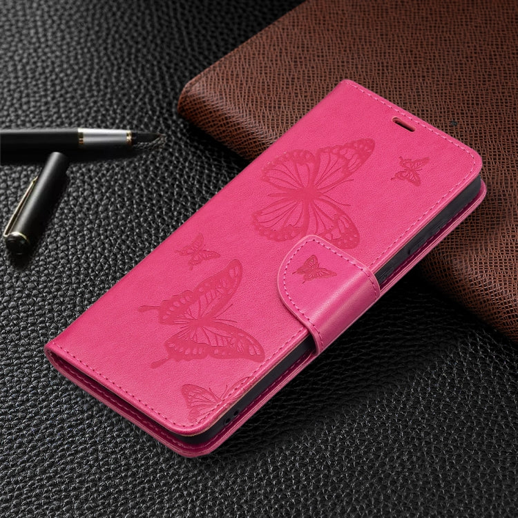 For Samsung Galaxy A02 Embossing Two Butterflies Pattern Horizontal Flip PU Leather Case with Holder & Card Slot & Wallet & Lanyard