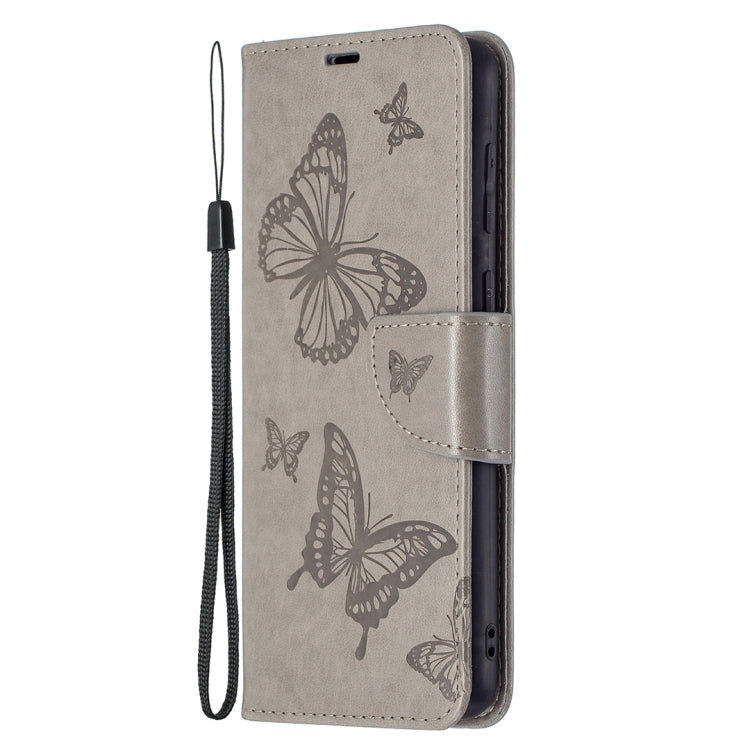 For Samsung Galaxy A02 Embossing Two Butterflies Pattern Horizontal Flip PU Leather Case with Holder & Card Slot & Wallet & Lanyard
