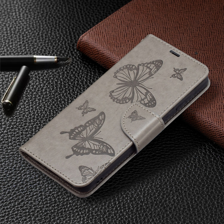 For Samsung Galaxy A02 Embossing Two Butterflies Pattern Horizontal Flip PU Leather Case with Holder & Card Slot & Wallet & Lanyard